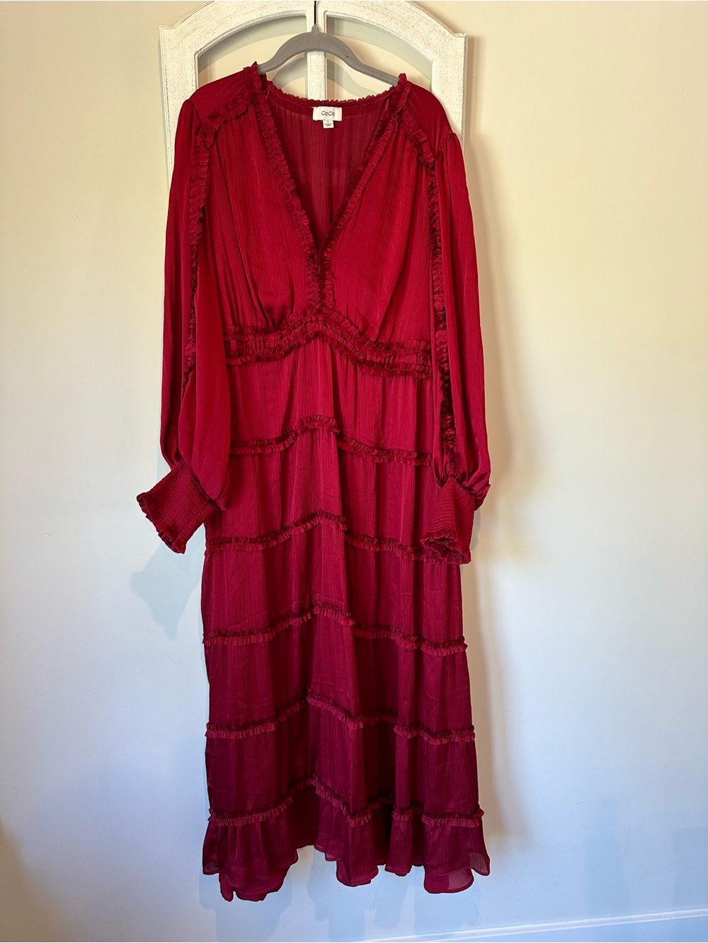 CeCe Red Ruffle Maxi Dress - Picture 2 of 4